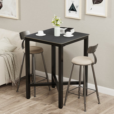 Fativo L70 X W70 X H105 Cm Tall Sintered Stone Square Bar Table Kitchen Dining Table Cocktail Hour Social GatheringBlack from B&Q