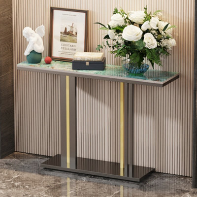Fativo L118 X W30 X H78Cm Narrow Slim Console Table Sintered Stone Marble Hallway Entryway Porch Accent TableGreen from B&Q