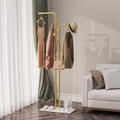 Fativo L60X W30X H176Cm Floor/wall Corner Clothes Rack Entryway Hall Tree Garment Coat Stand With 5 Hooks & Heavy Base from B&Q