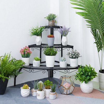 Fativo 58Cmh Outdoor Indoor Pot Plant Stand Garden Metal 3 Tier Planter Corner Shelf Display from B&Q
