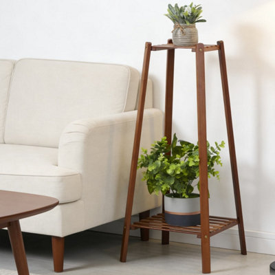Fativo Bamboo Plant Stand Flower Pot Holder Space Table Display 2 Tier76Cm H from B&Q