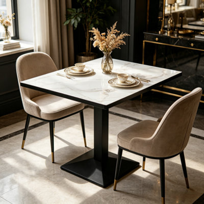 Fativo 2-4 Person Rectangular Sintered Stone Dining TableIndoor Outdoor Bistro TableL76X W60X H78Cm from B&Q