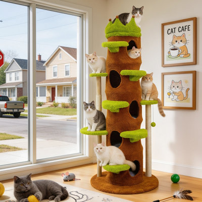 Bingopaw Xxl Cat Tree Tower Play Center Indoor 187Cm Tall Multi-Level Kitten Play House from B&Q