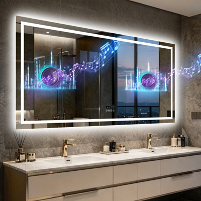 Luvodi 1830X900mm Bluetooth Led Bathroom Mirrors Music Temperature Anti-Fog Vanity Mirror from B&Q
