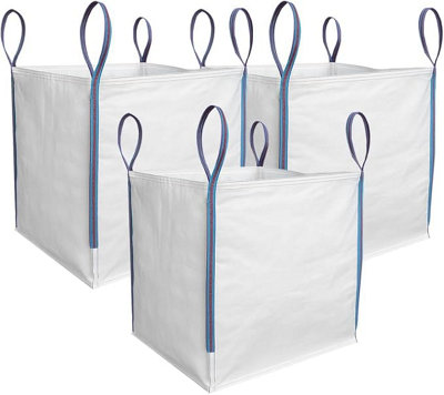 3 Piece 85X85X85Cm 1 Tonne Builders Bulk Bag Heavy Duty Fibc Sack With 4 Lifting Handles from B&Q