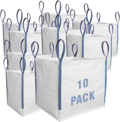 10 Pieces 85X85X85Cm 1 Tonne Builders Bulk Bag Heavy Duty Fibc Sack With 4 Lifting Handles from B&Q