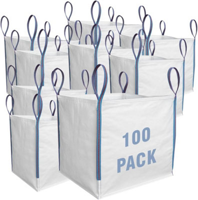 100 Pieces 85X85X85Cm 1 Tonne Builders Bulk Bag Heavy Duty Fibc Sack With 4 Lifting Handles from B&Q