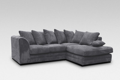 Chicago Jumbo Cord Right Hand Facing Corner Sofa Grey from B&Q