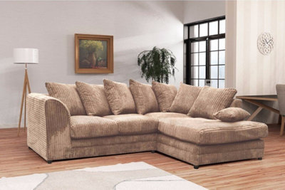 Chicago Jumbo Cord Right Hand Facing Corner Sofa Coffee from B&Q