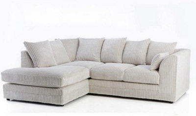 Chicago Jumbo Cord Left Hand Facing Corner Sofa Mink from B&Q