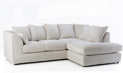 Chicago Jumbo Cord Right Hand Facing Corner Sofa Mink from B&Q