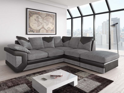 Rio Fabric Right Hand Facing Corner Sofa Foam Seating Black-Grey from B&Q