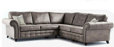 Oakland Suede Leather 2C2 Corner Sofa Black from B&Q