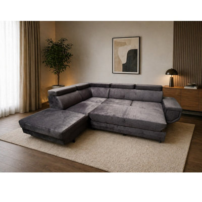 Artic Sofa-Bed With Storage Left Hand Facing Corner In Grey from B&Q