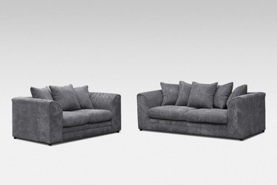 Chicago Jumbo Cord 3&2 Seater Sofa Set Grey from B&Q