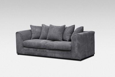 Chicago Jumbo Cord 3 Seater Sofa Grey from B&Q