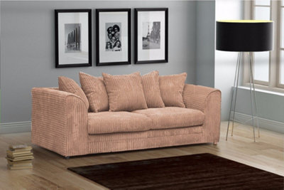 Chicago Jumbo Cord 3 Seater Sofa Coffee from B&Q