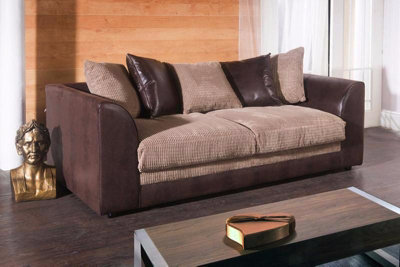 Chicago Jumbo Cord 3 Seater Sofa Brown-Coffee from B&Q