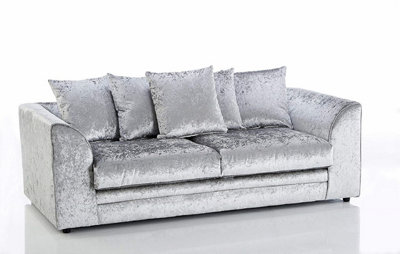 Bella Crushed Velvet 3 Seater Sofa Silver from B&Q