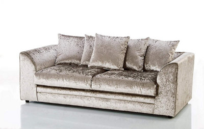 Bella Crushed Velvet 3 Seater Sofa Champagne from B&Q