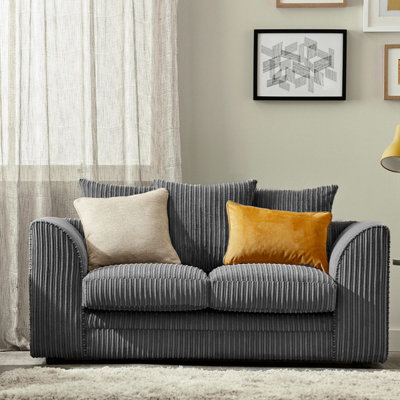 Chicago Jumbo Cord 2 Seater Sofa Grey from B&Q