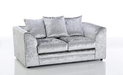Bella Crushed Velvet 2 Seater Sofa Silver from B&Q