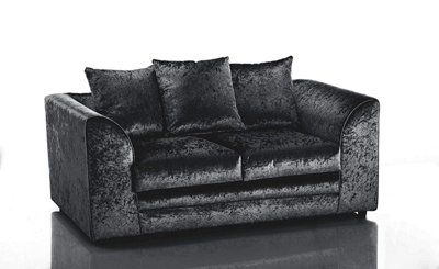 Bella Crushed Velvet 2 Seater Sofa Black from B&Q