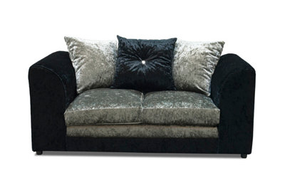 Bella Crushed Velvet 2 Seater Sofa Black-Silver from B&Q
