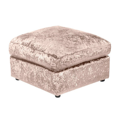  - Jumbo Size Crushed Velvet Footstool Champagne