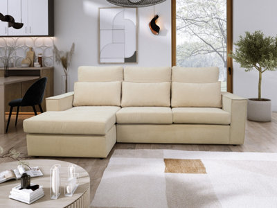 Soho High Back Left Hand  Facing Corner Sofa Beige from B&Q