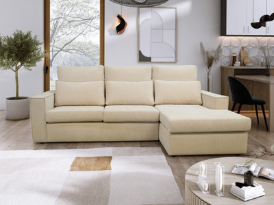 Soho High Back Right Hand  Facing Corner Sofa Beige from B&Q