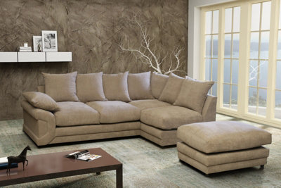 Rio Fernando Right Hand Facing Corner Sofa Beige from B&Q