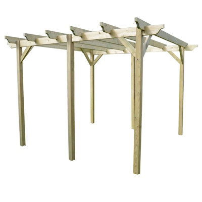 B&Q -  Garden Pergola 6 PostsWoodL420 X W540 X H270 CmLight Green