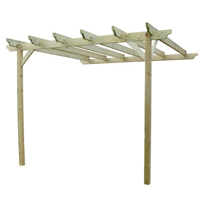 B&Q -  Wall Mounted Garden PergolaWoodL180 X W360 X H270 CmLight Green