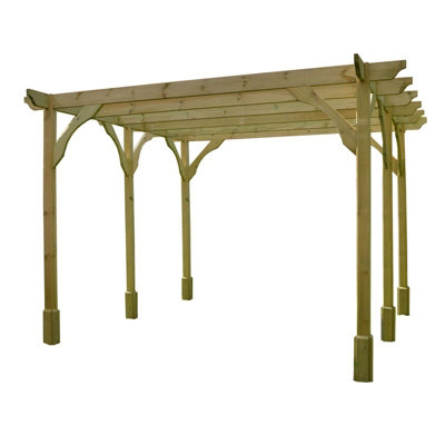 B&Q -  Premium Pergola 6 PostsWoodL300 X W660 X H270 CmLight Green