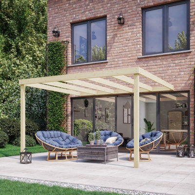 B&Q -  Wall Mounted Box PergolaWoodL360 X W480 X H270 CmLight Green