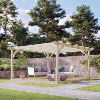 B&Q -  Premium Pergola And Decking KitWoodL240 X W240 X H270 CmLight Green