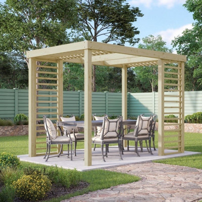 B&Q -  Panel PergolaWoodL240 X W240 CmLight Green