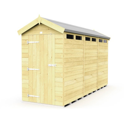 Buttercup Farm 4 X 12 Feet Apex Security Shed - Single Door - Wood - L358 X W118 X H217 Cm-27608