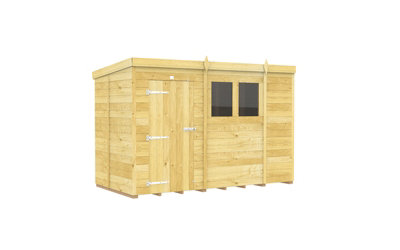 Buttercup Farm 10 X 5 Feet Pent ShedSingle Door With WindowsWoodL147 X W302 X H201 Cm from B&Q