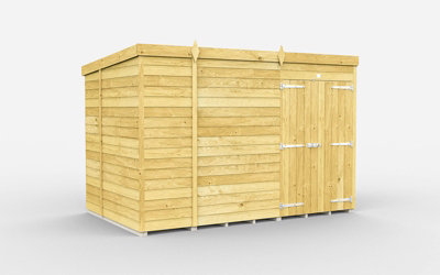 Buttercup Farm 10 X 7 Feet Pent Shed - Double Door Without Windows - Wood - L214 X W302 X H201 Cm-27661