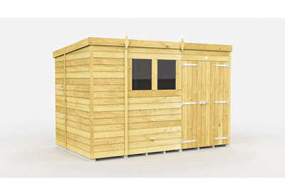 Buttercup Farm 10 X 7 Feet Pent Shed - Double Door With Windows - Wood - L214 X W302 X H201 Cm-27662