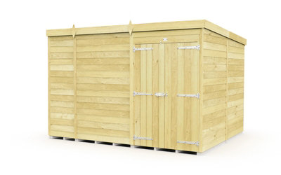 Buttercup Farm 10 X 8 Feet Pent ShedDouble Door Without WindowsWoodL231 X W302 X H201 Cm from B&Q