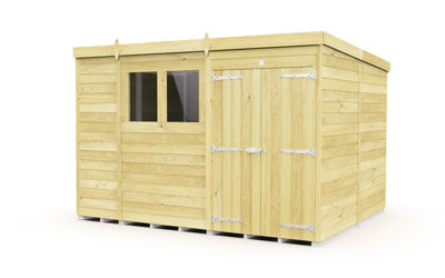 Buttercup Farm 10 X 8 Feet Pent ShedDouble Door With WindowsWoodL231 X W302 X H201 Cm from B&Q