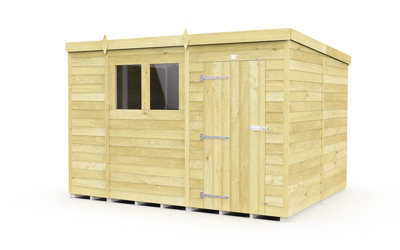 Buttercup Farm 10 X 8 Feet Pent ShedSingle Door With WindowsWoodL231 X W302 X H201 Cm from B&Q