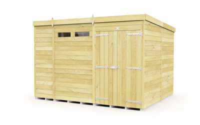 Buttercup Farm 11 X 8 Feet Pent Security Shed - Double Door - Wood - L231 X W329 X H201 Cm-27696 