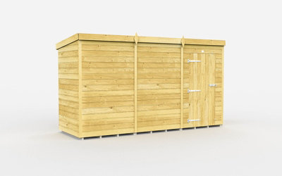 Buttercup Farm 12 X 4 Feet Pent Shed - Single Door Without Windows - Wood - L118 X W358 X H201 Cm-27700