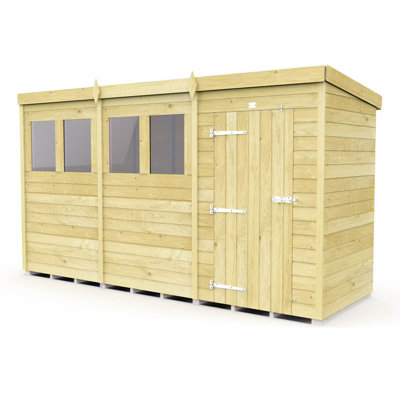 Buttercup Farm 12 X 4 Feet Pent Security Shed - Double Door - Wood - L118 X W358 X H201 Cm-27702