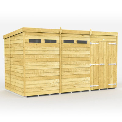 Buttercup Farm 12 X 7 Feet Pent Security ShedDouble DoorWoodL214 X W358 X H201 Cm from B&Q