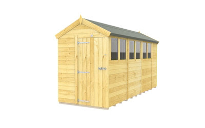Buttercup Farm 5 X 14 Feet Apex Shed - Single Door With Windows - Wood - L417 X W147 X H217 Cm-27777